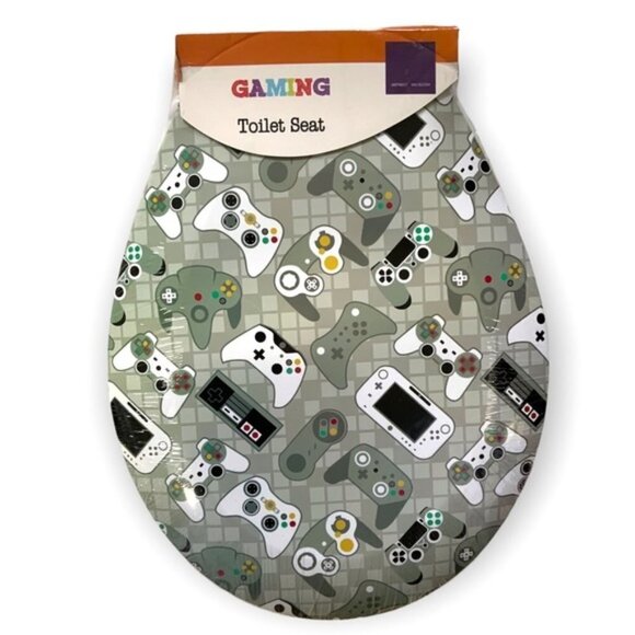 Gamer Gaming Toilet Seat Decorative White Army Green Multicolor NEW - Picture 1 of 15